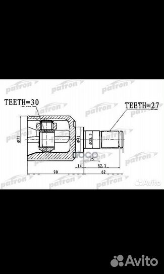 ШРУС внутренний 27X41X30 mitsubishi galant EA3A