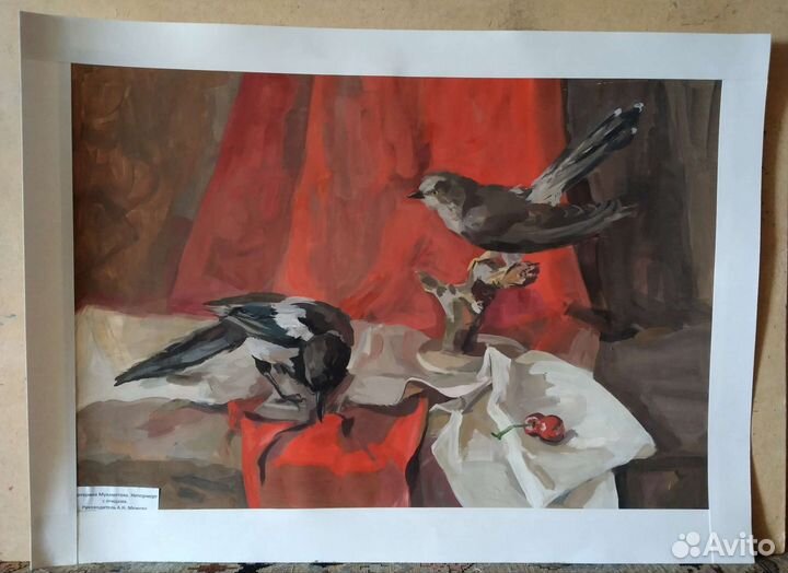 Картина гуашью на бумаге, 66х50, натюрморт