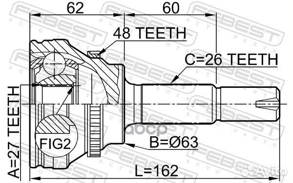 Шрус наружный 27X63.3X26 0110072A48 Febest