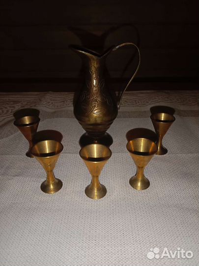 Кувшин и рюмочки,латунь