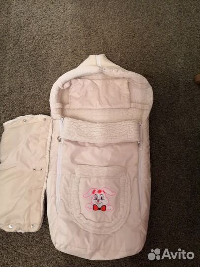 Зимний конверт меховой + муфта