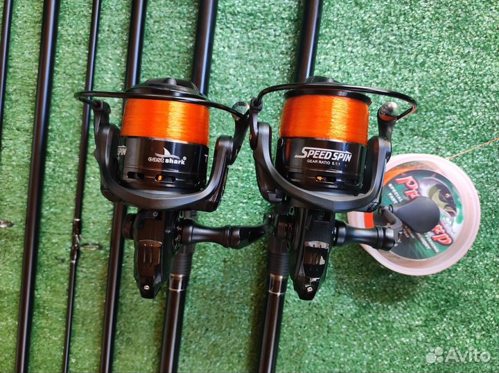 Удилища с катушками карповые 2+2 комплект