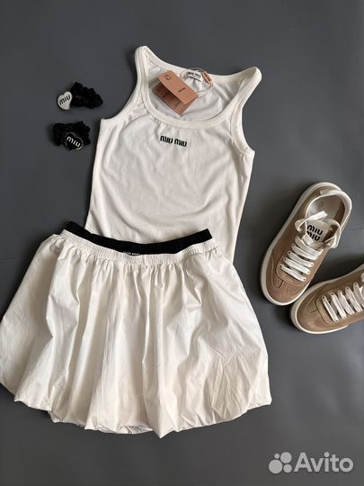 Юбка белая с шортиками miu miu