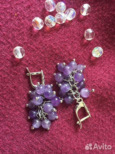 Бусы Чехословакия, серьги