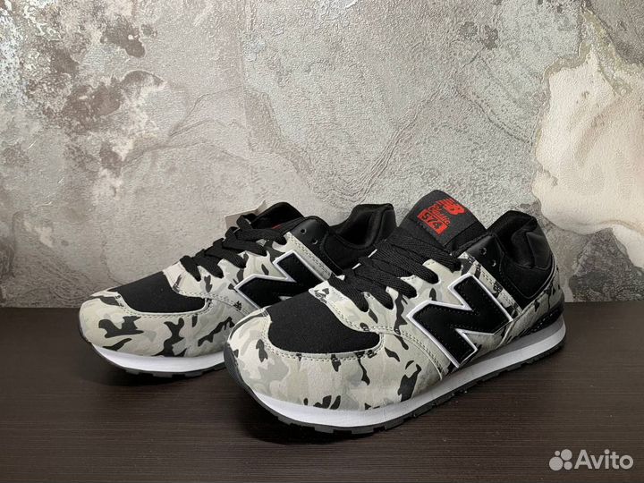Кроссовки New Balance 574 белый камуфляж