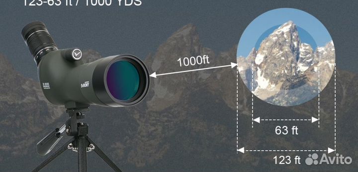 Зрительная труба svbony 20-60х60 с призмой 45 гр