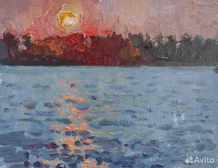 Картина маслом пейзаж закат