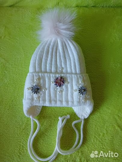 Шапка для девочки 1-2 года зима