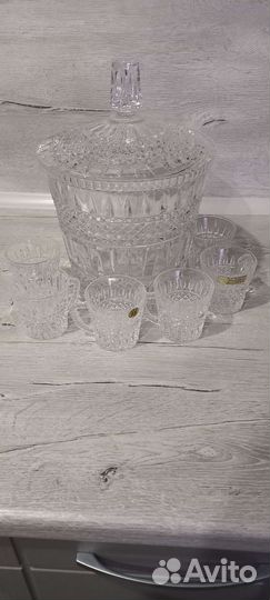 Крюшонница + стаканы хрусталь (Чехия)
