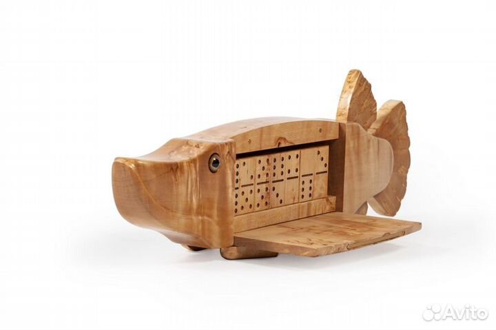 Деревянное домино Щука из массива карельскй березы