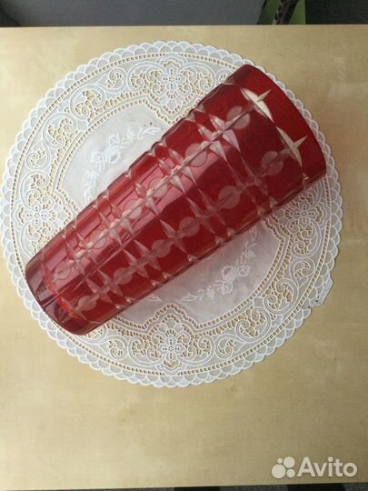 Ваза для цветов большая красный хрусталь СССР