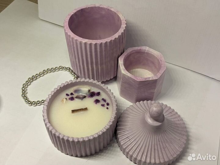 Аромасвечи ручной работы в гипсовых подсвечниках