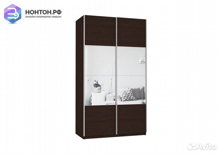 Шкаф-купе 2-х дверный с зеркалами Прайм венге