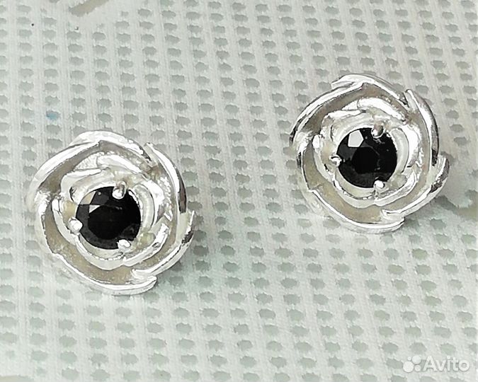 Серьги серебро оникс С266