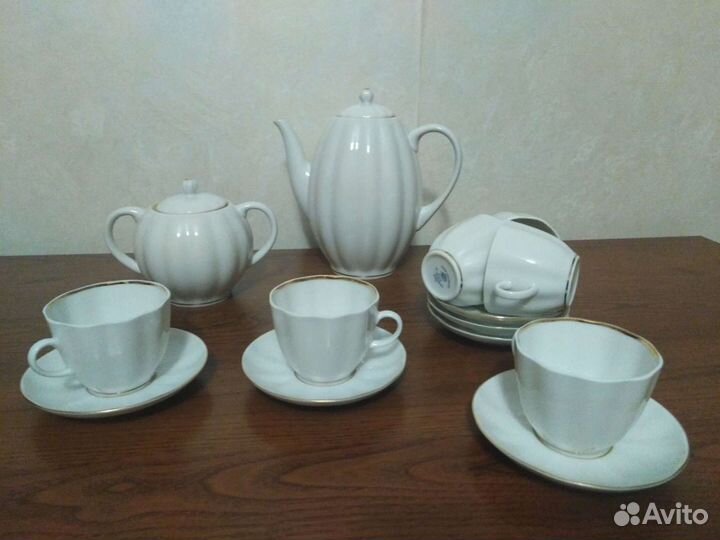 Сервиз кофейный костяной лфз белый