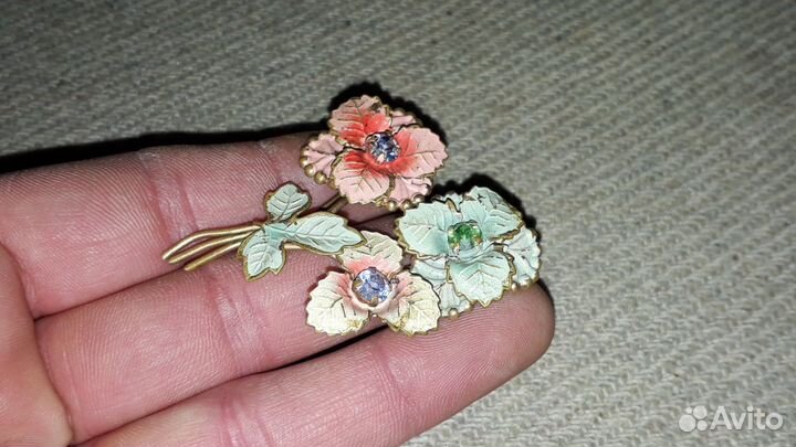 Винтажная тяжелая брошь Букет