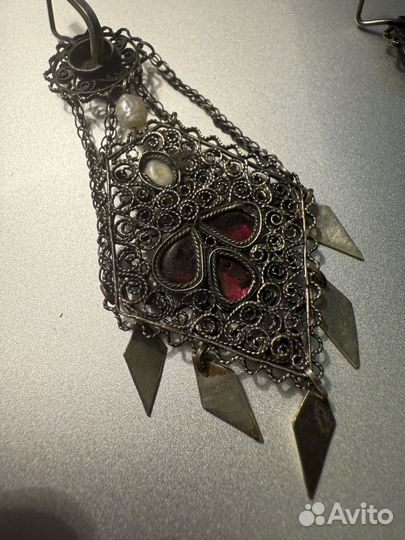 Серьги серебро скань авторские СССР