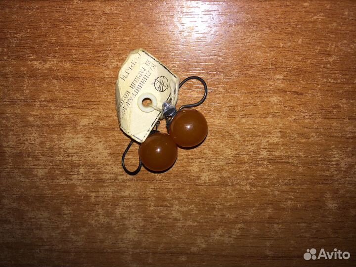 Серебряные серьги с янтарём. СССР