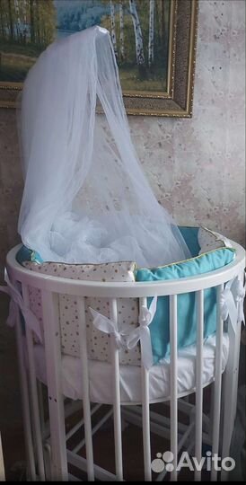 Детская кроватка трансформер с маятником