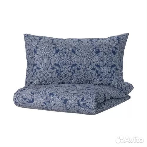 Пододеяльник и наволочка, темно-синий / белый IKEA