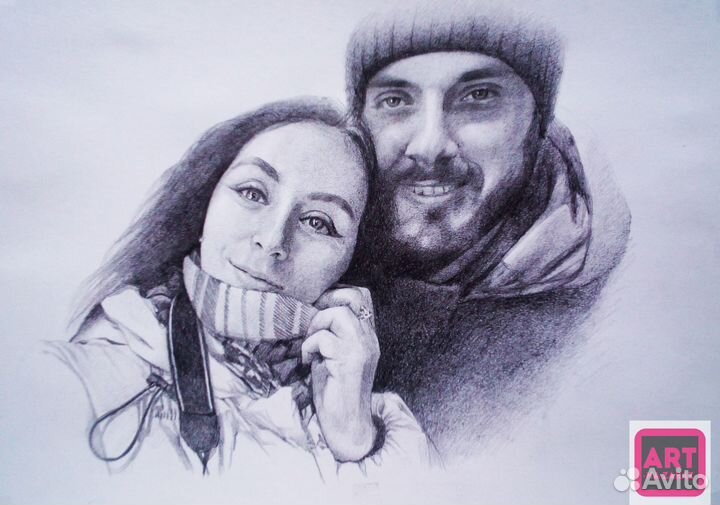 Портрет углем на заказ, портрет с фото