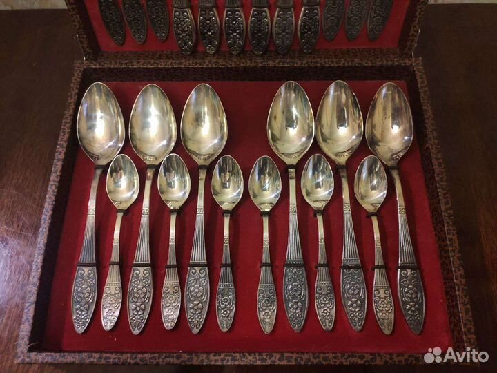 Набор столовых приборов мельхиор посеребренный