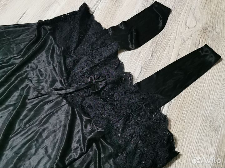 Женский халатик шёлковый с сорочкой