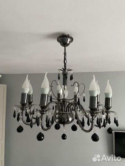 Люстра потолочная черная хрустальная mw light