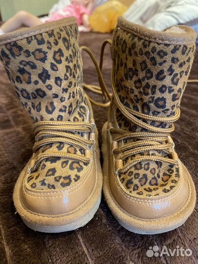 Сапожки угги леопардовые на девочку 20 размер