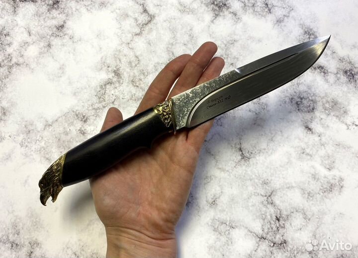 Нож Беркут, кованая Х12мф, черный граб, с навершие