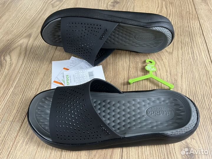 Crocs новые шлепанцы Literide Black Grey 42/43