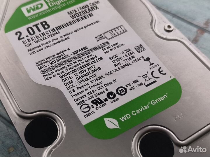 Жесткий диск 3.5 SATA 2TB WD WD20earx