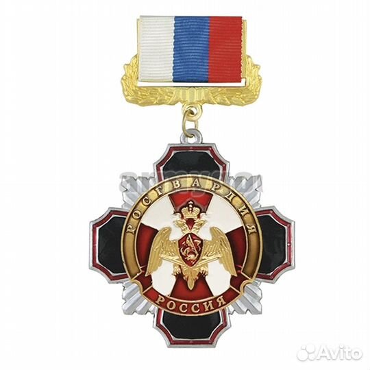 Медаль Росгвардия черн. крест с красн. кантом