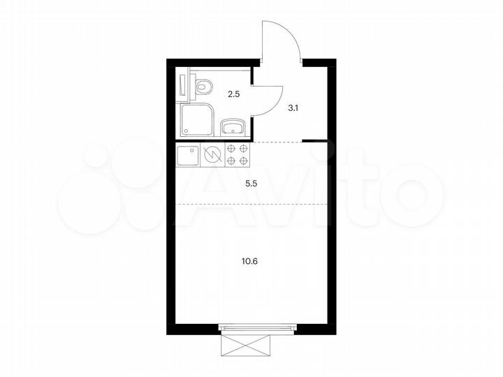 Квартира-студия, 21,7 м², 15/25 эт.