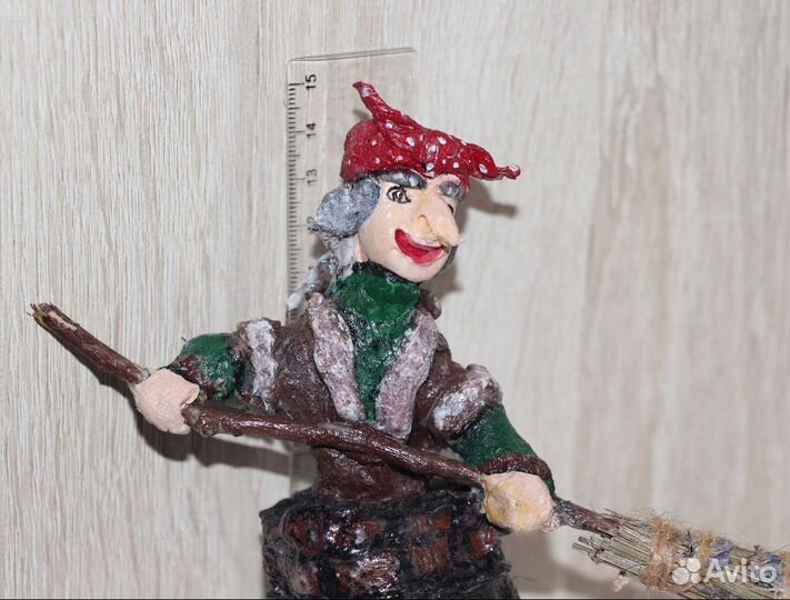 Ватная игрушка. Баба Яга. Ёлочная игрушка