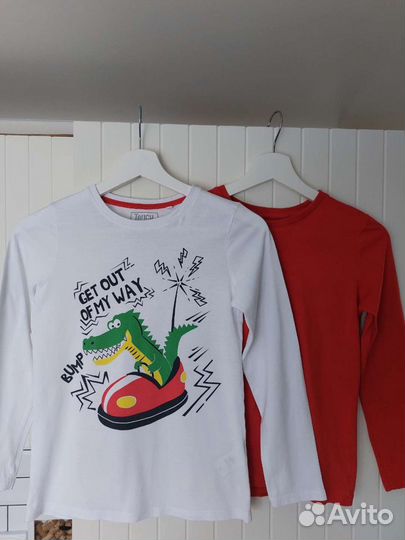 Комплект из двух футболок с длинным рукавом р.140