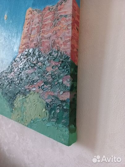 Крымский пейзаж картина маслом на холсте 30х30 см