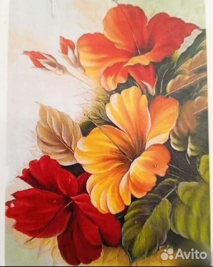 Алмазная мозаика на подрамнике Цветы