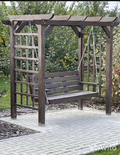 Качели садовые с перголой