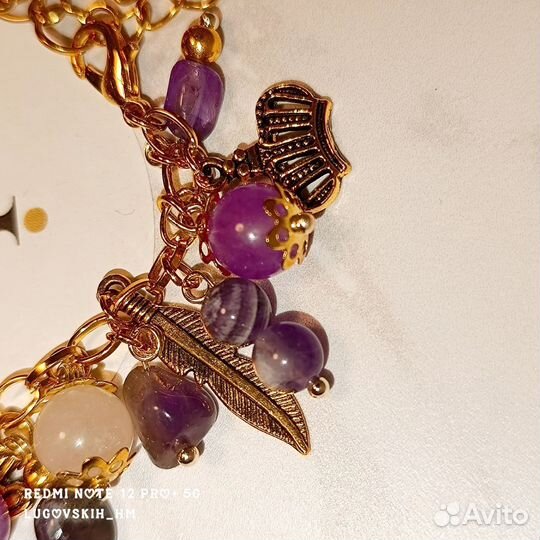 Браслет из подвесок с аметистами