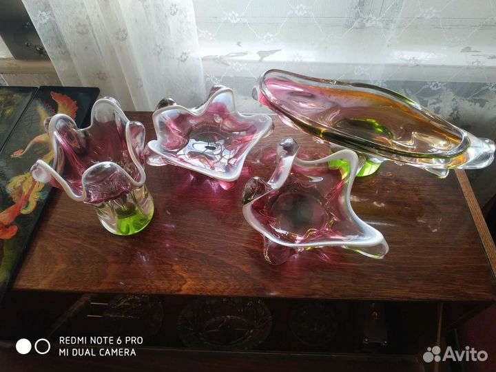 Вазы богемское гутное стекло