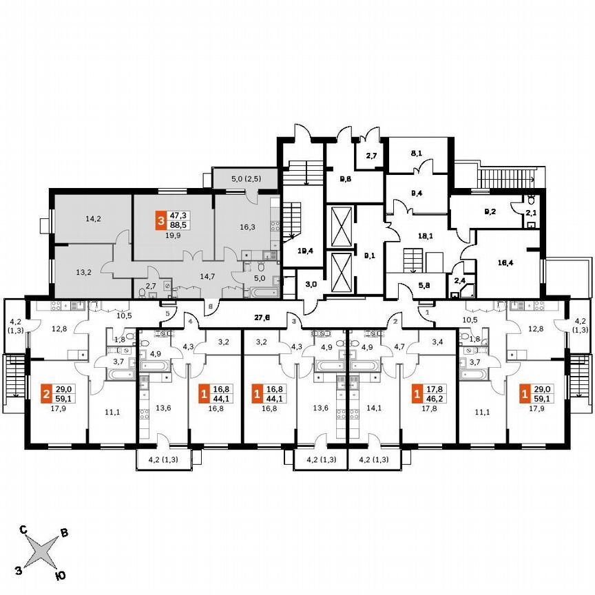 3-к. квартира, 86 м², 1/22 эт.