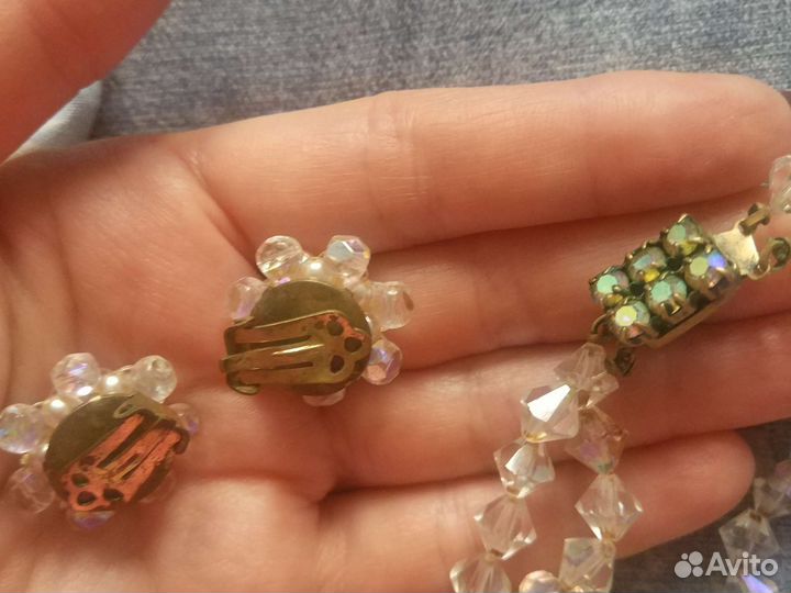 Бусы Чехословакия,клипсы к ним. ссср.Винтаж
