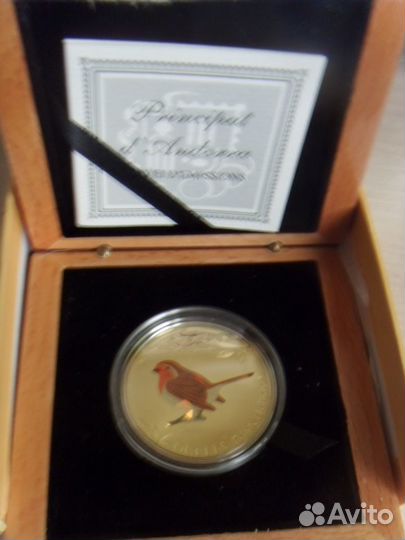 Андорра 5 динер 2012 г. Птица - Зарянка. Серебро