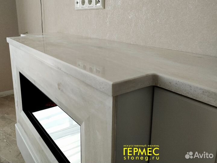 Облицовка камина искусственным камнем Corian м2