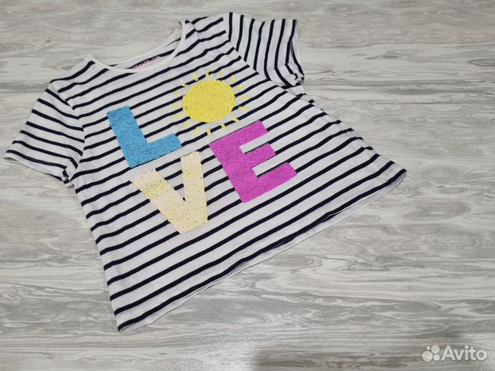 Футболка с пайетками для девочки 122 128 F&F