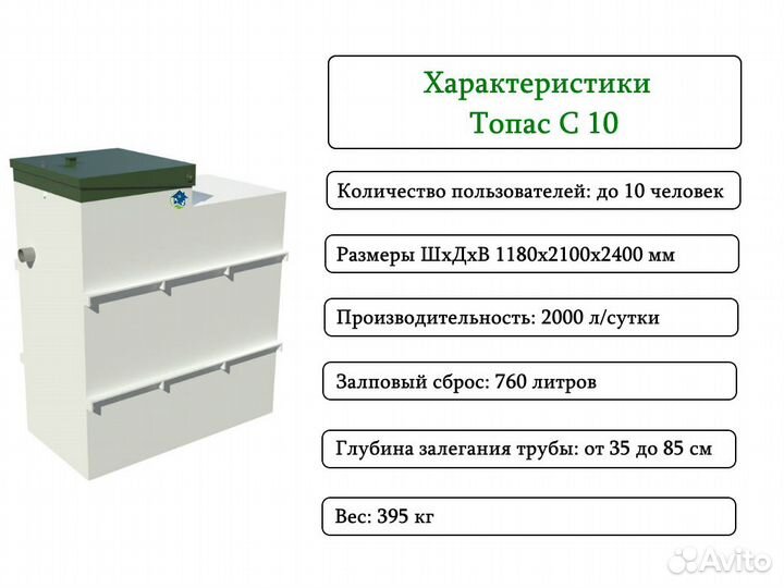 Септик топас-С 10 Гарантия Монтаж