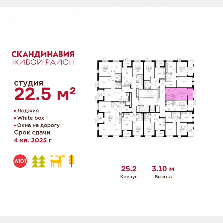 Квартира-студия, 22,5 м², 11/17 эт.
