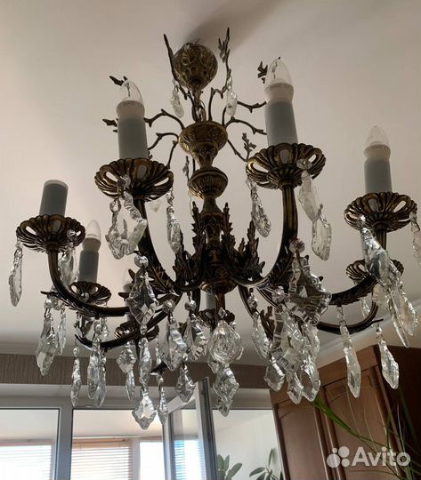 Люстра потолочная, бронзовая, хрустальная СССР