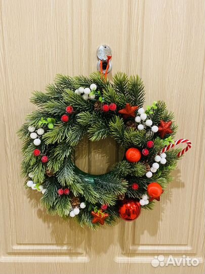 Новогодний венок ручной работы декор украшение